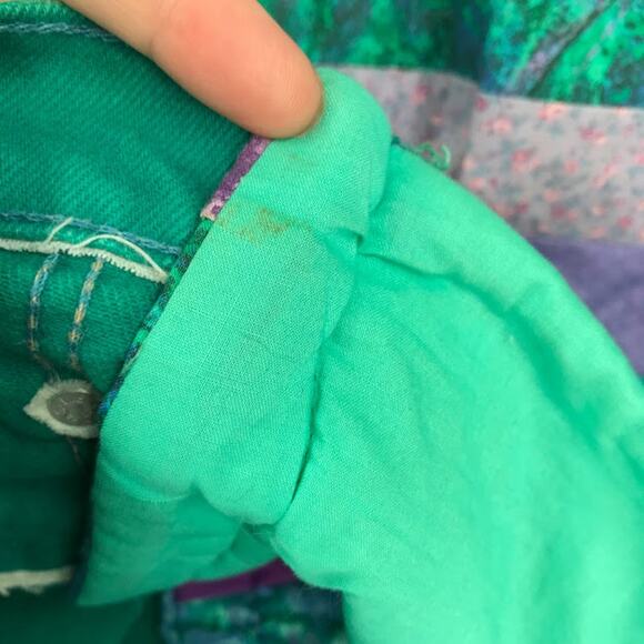 Vintage Levi's Denim Mixed Patchwork Coat 6X Wearable Art to Wear Oversized Mult - Picture 8 of 11